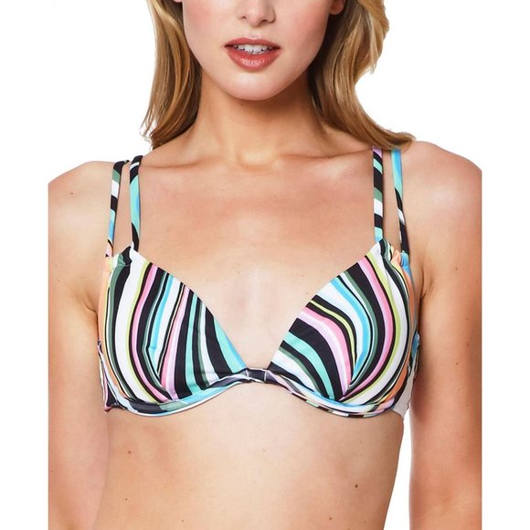 NWT Sanctuary Wavy Double-Strap Bikini Top SAWB22304-980 L Multicolor - Picture 1 of 5